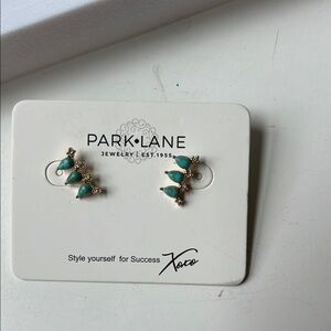 Park Lane Turquoise & Gold Earrings with Crystal Accents
